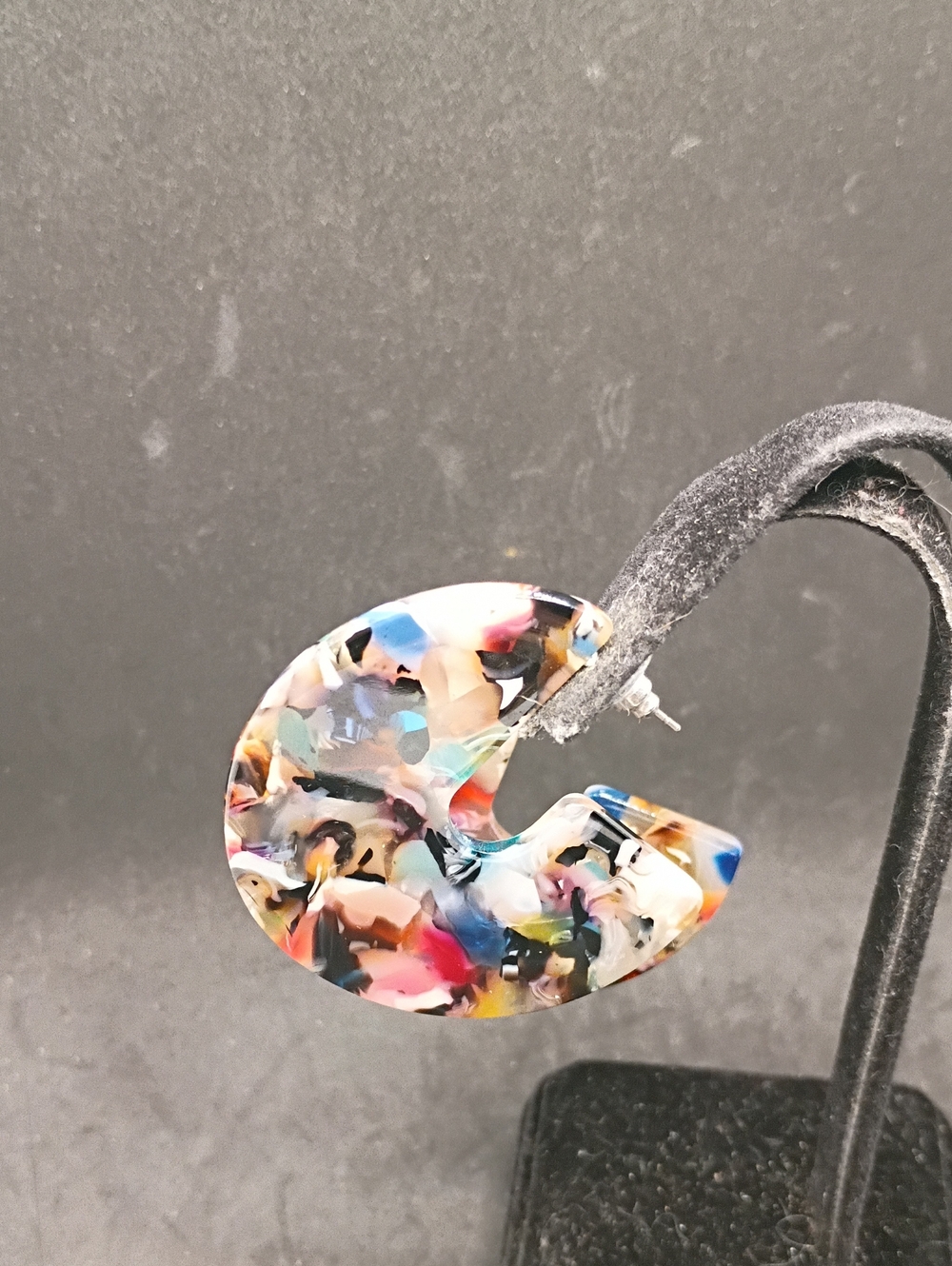 Multicolor Resin C-Shape Hoop Earrings